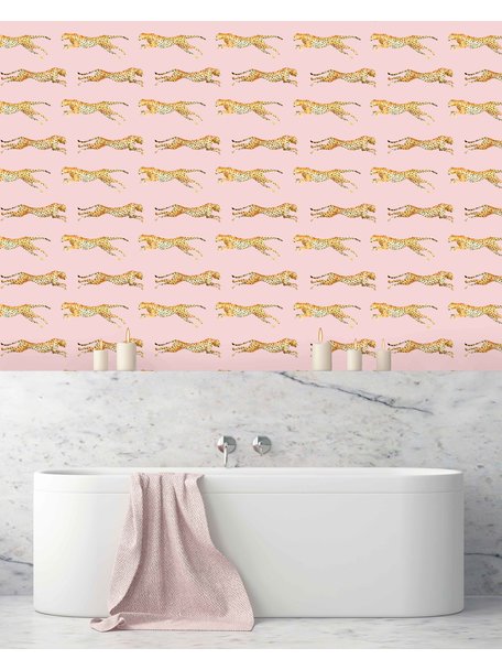 Creative Lab Amsterdam Leopard Bathroom Wallpaper Pink