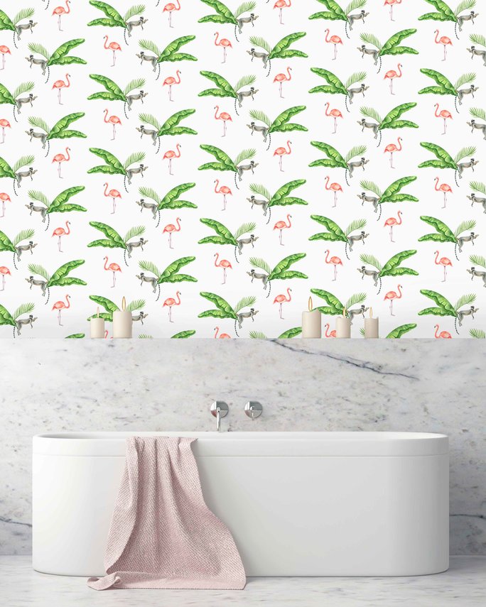 Flamingo Bathroom Wallpaper - Creative Lab Amsterdam