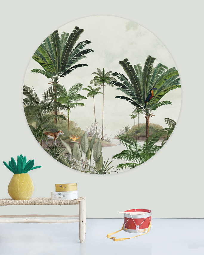 Kijk direct naar de behangcirkel met ontwerp Rainforest met oerwoud print van Creative Lab Amsterdam