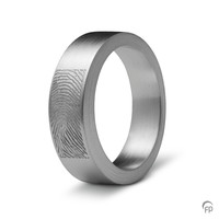 R 033.6.FPM Ash jewellery ring brushed with fingerprint