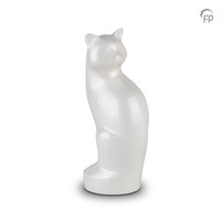 HU 261 Metal pet urn cat white