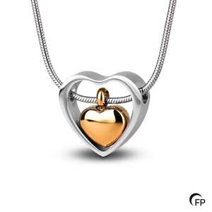 RS 007 Stainless steel ash pendant - Golden Embrace
