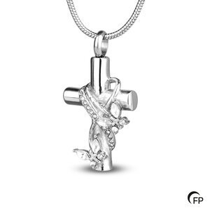 RS 010 Stainless steel ash pendant - Butterfly Cross