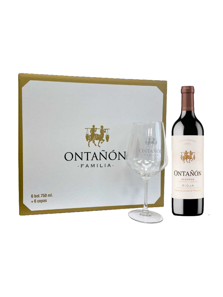 Conventioneel Ontanon Reserva 6 flessen & 6 Luxe wijnglazen