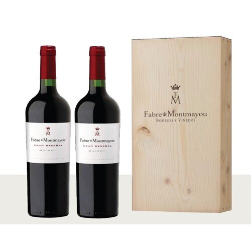 Conventioneel Houten Kist 2 flessen Fabre Montmayou