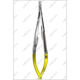 Castroviejo Needle Holder - Length = 14 cm / 5-1/2", Smooth, TC GOLD