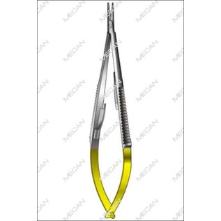 Castroviejo Needle Holder - Length = 14 cm / 5-1/2", Smooth, TC GOLD