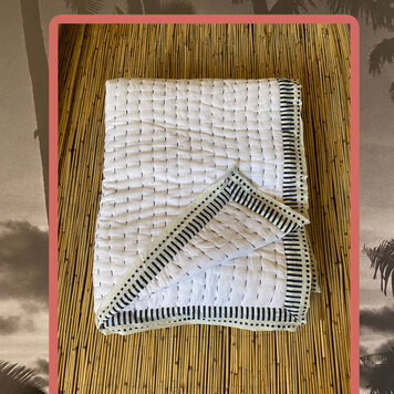 Large cotton Sashiko embroderie throw