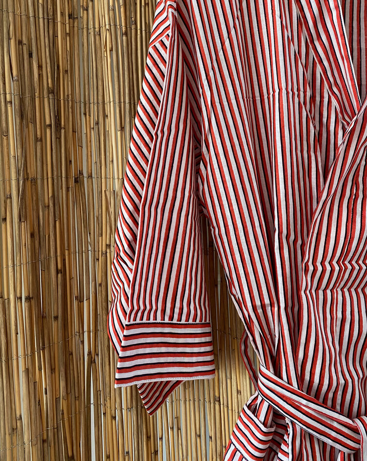 Red/white striped bathrobe