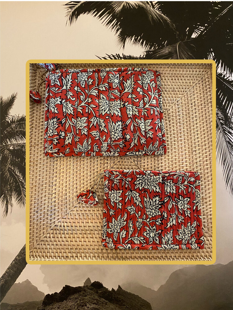 red quilted all purpose bag