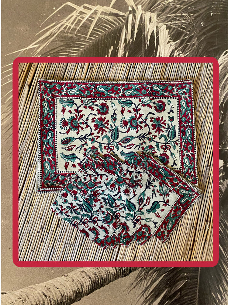 Bordeaux placemat set with napkins