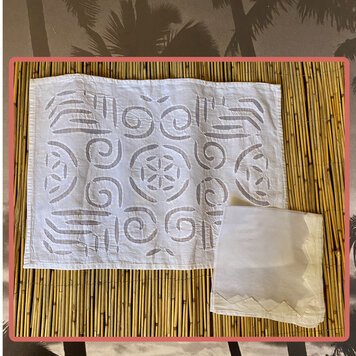 White cotton placemat set with napkins