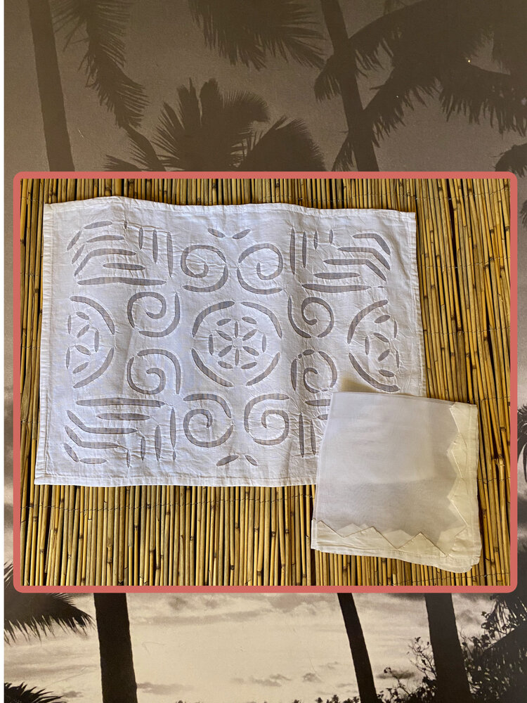 White cotton placemat set with napkins