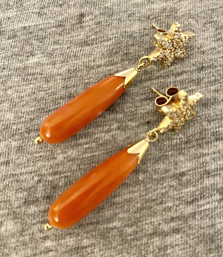 Sparkly coral dangle