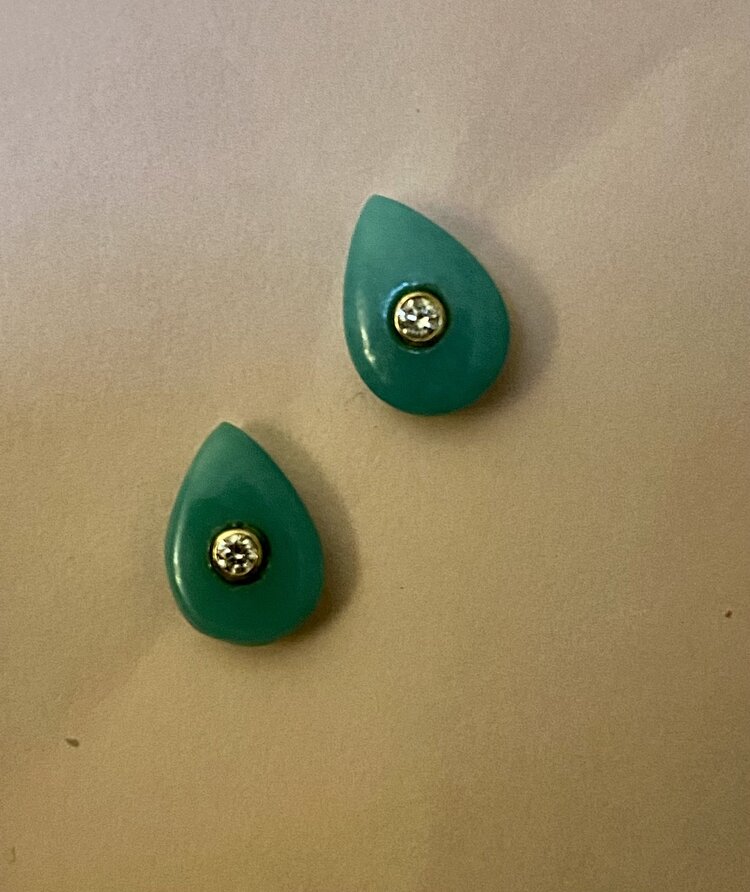 Turquoise diamond drop