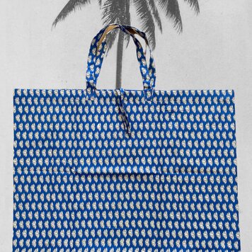 Large beach tote blue white floral bag Large beach tote blue white floral bag