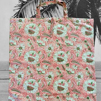 Large tote floral beach bag pink Large tote floral beach bag pink