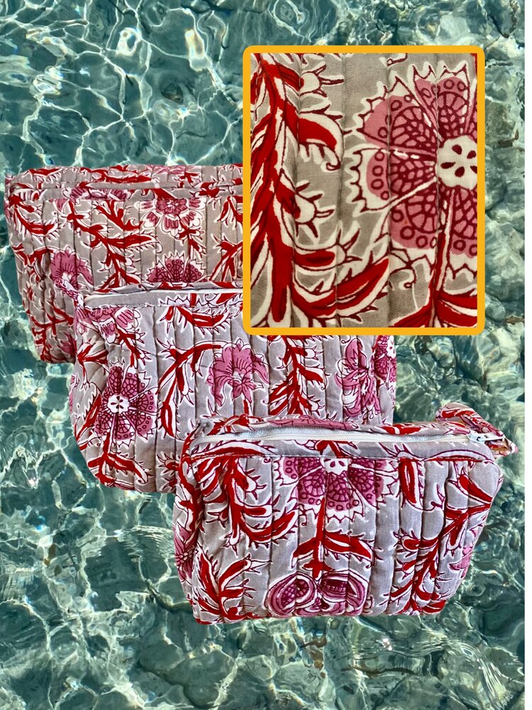 100% cotton Floral toiletry bags 3 pcs