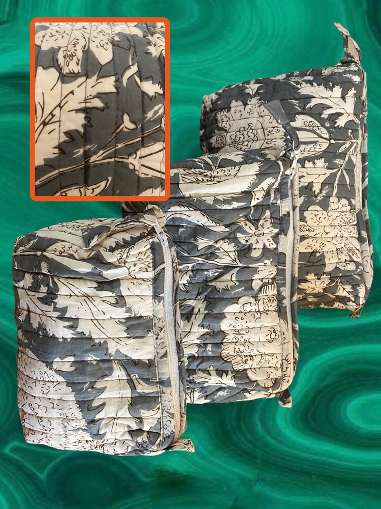 Floral toiletry bag 3 pcs 100% cotton