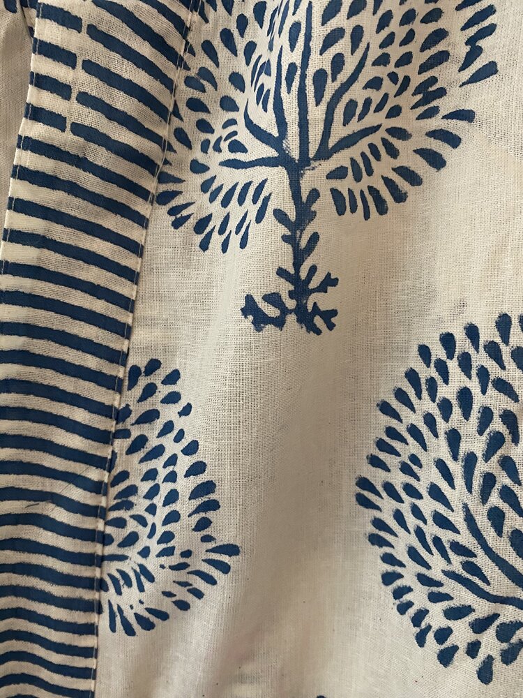 Floral bathrope navy 100% cotton