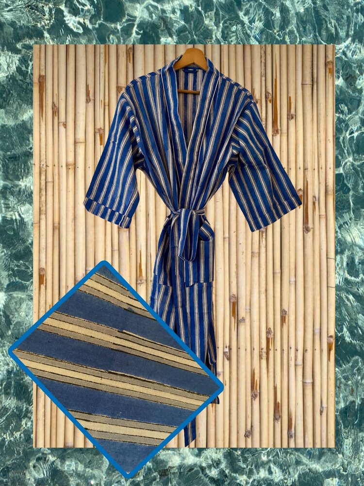 Floral bathrobe navy floral 100% cotton