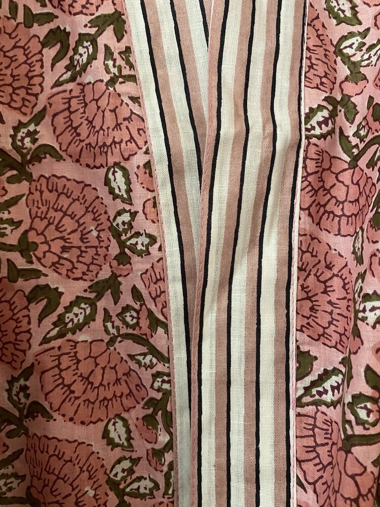 Floral bathrobe pink stripe 100% cotton