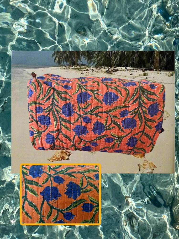 Floral toiletry bag 100% cotton