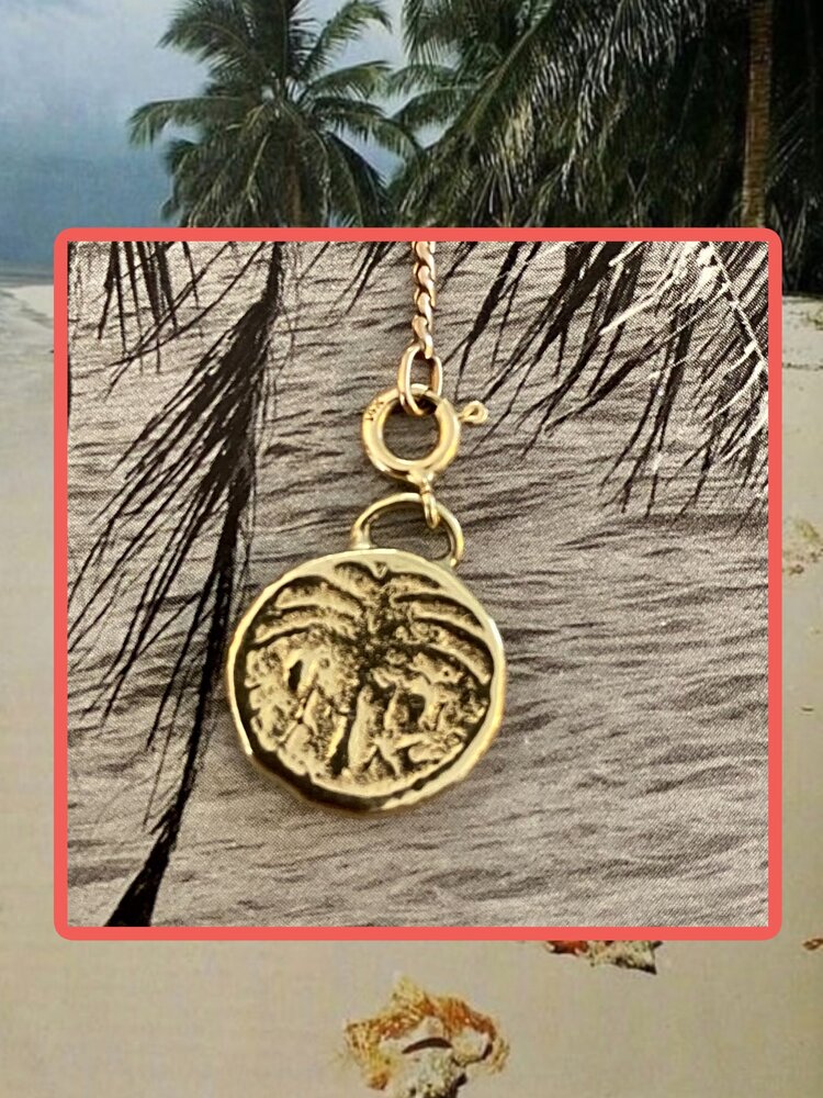 massive chunky ancient date palm coin 14crt