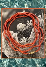 Very long coral necklace with bar lock 14 cr