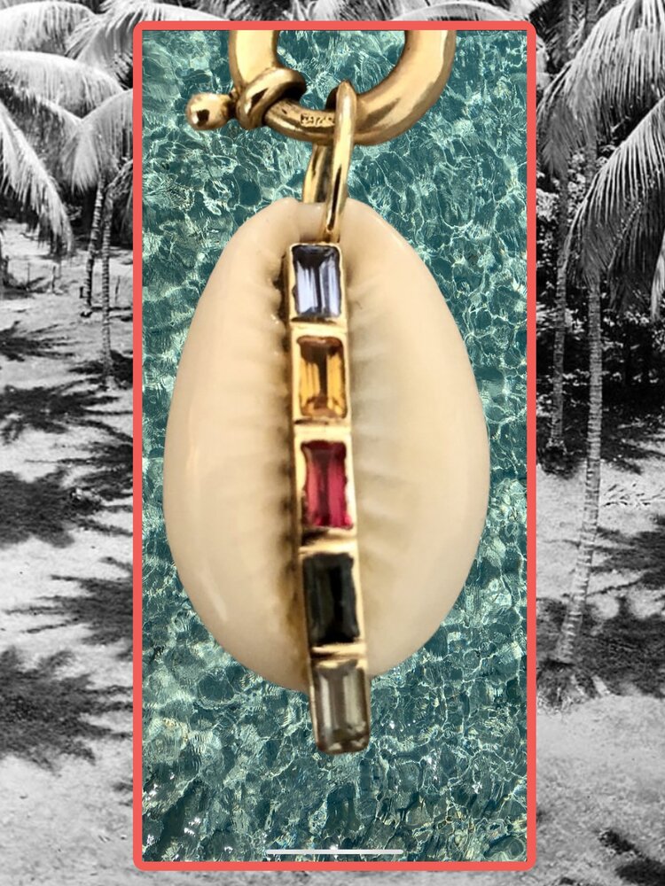 Regenboog Smaragden Cowrie hanger 14 crt