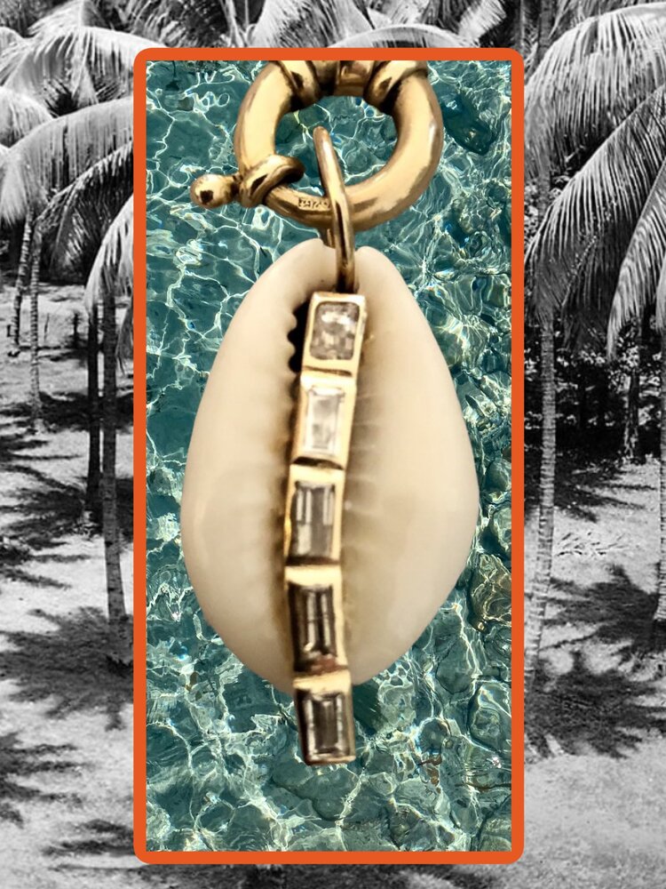 Cowrie hanger Diamand inlay 14 crt