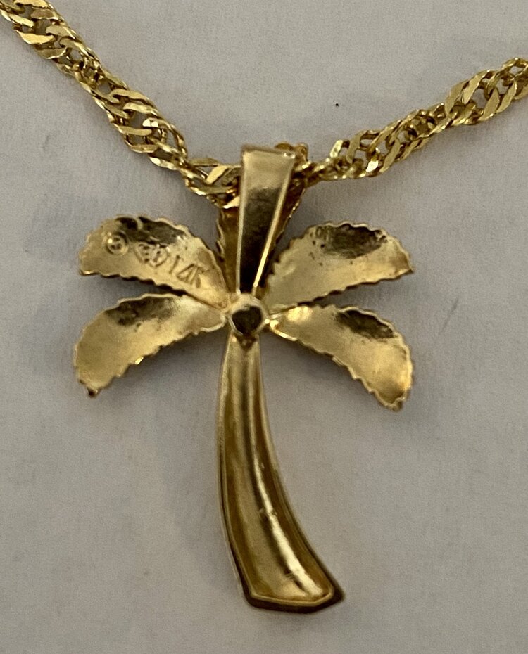 Large palm slide charm 14 crt