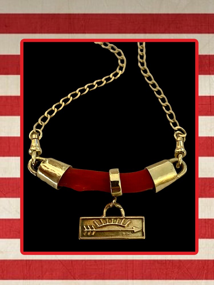 Coral bar sunburst bar necklace 14 crt gold