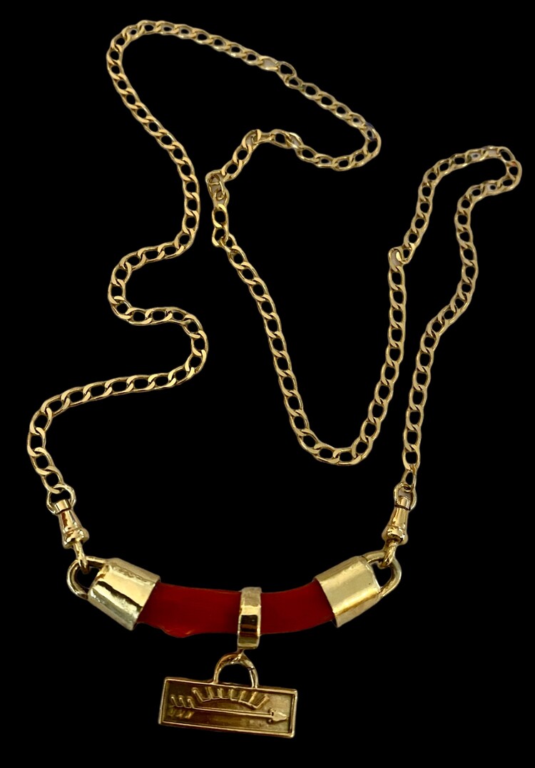 Coral bar sunburst bar necklace 14 crt gold