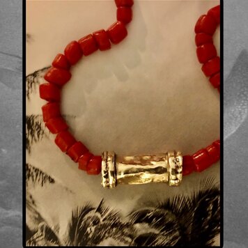 Busty Bead tube massive 14 crt gold