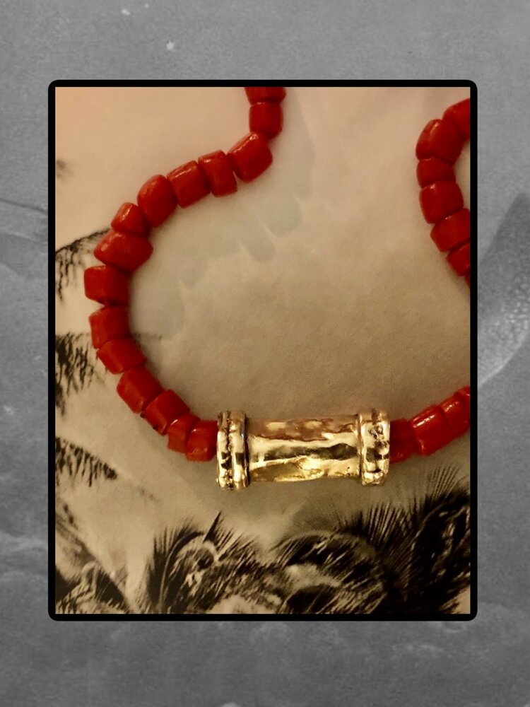 Busty bead tube massive 14 crt gold