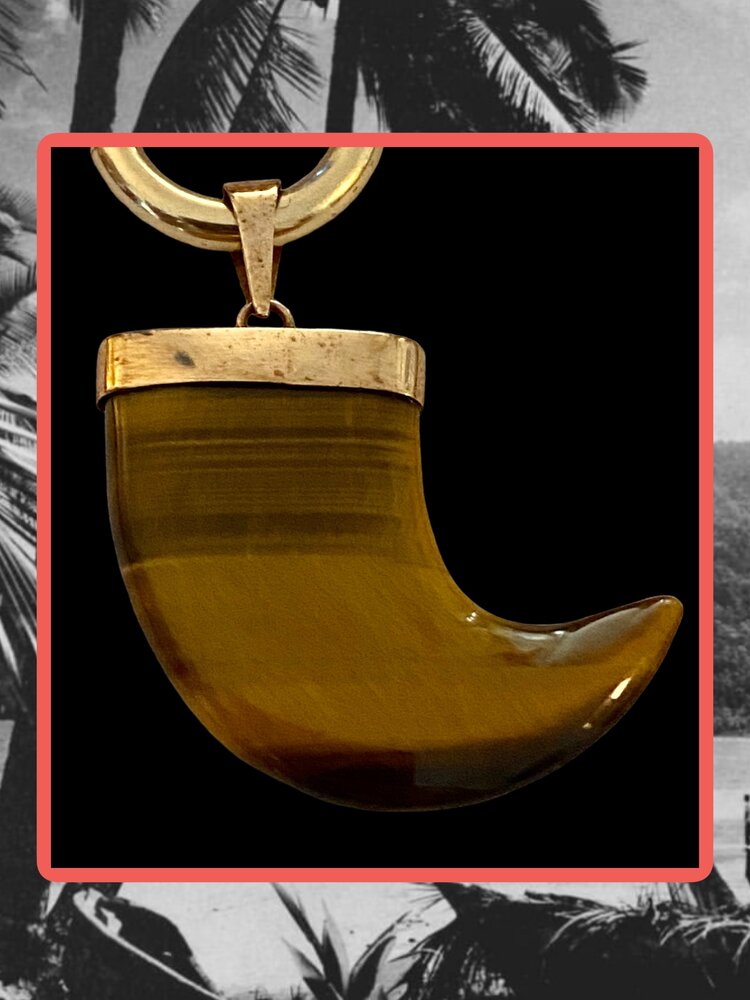 Tijgersteen faux tijgernagel in 14 crt setting