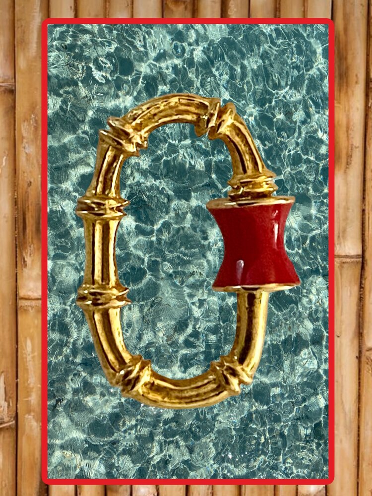 Bamboo red emaille charm lock/holder