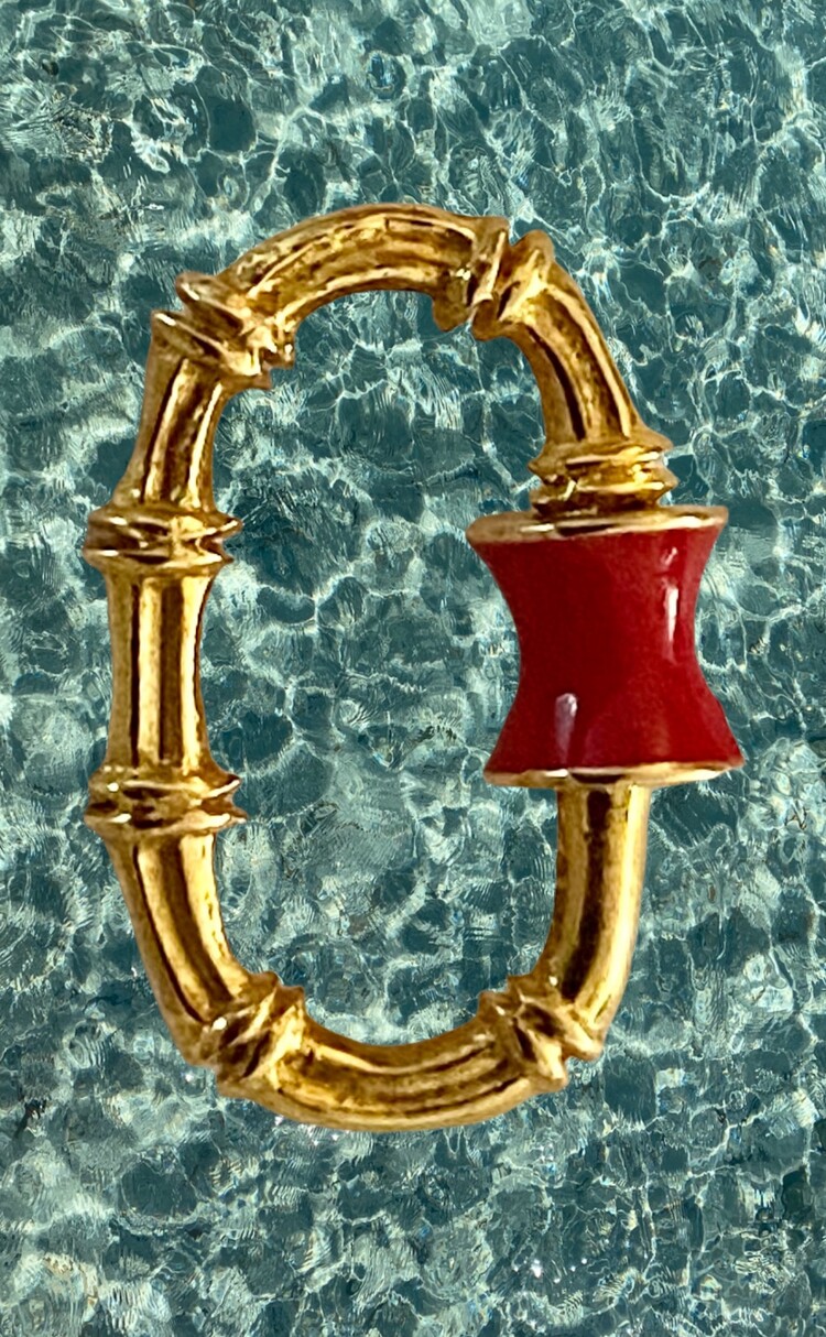 Bamboo red emaille charm lock/holder