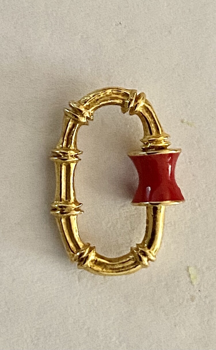 Bamboo red emaille charm lock/holder