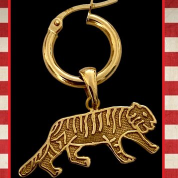 Tiger charm hoop 14 crt
