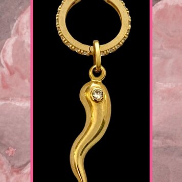 Gold horn with diamond inlay and sparkly hoop