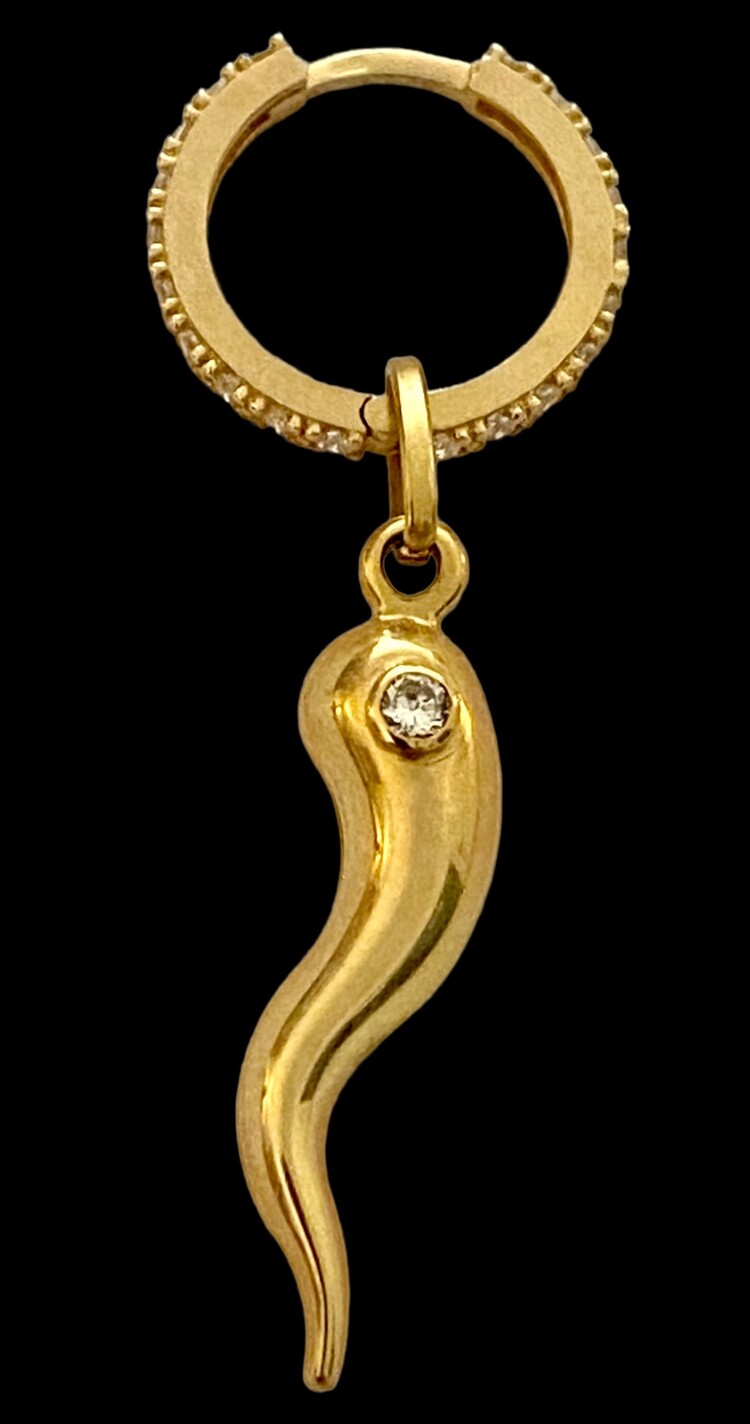 Gold horn with diamond inlay and sparkly hoop