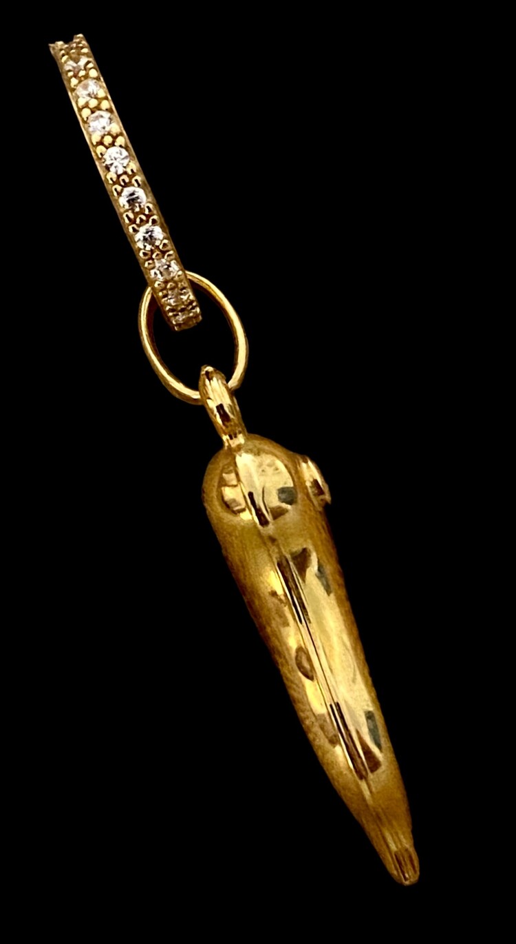 Gold horn with diamond inlay and sparkly hoop