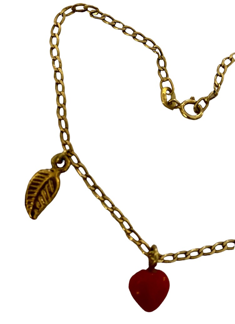 Jasseron coral heart leaf bracelet 14 crt