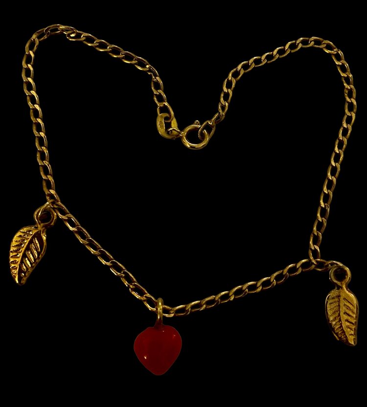 Jasseron coral heart leaf bracelet 14 crt