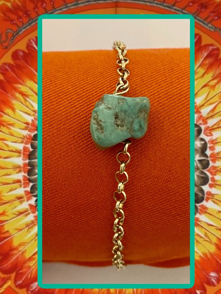 Jasseron bracelet rough turquoise 14 crt