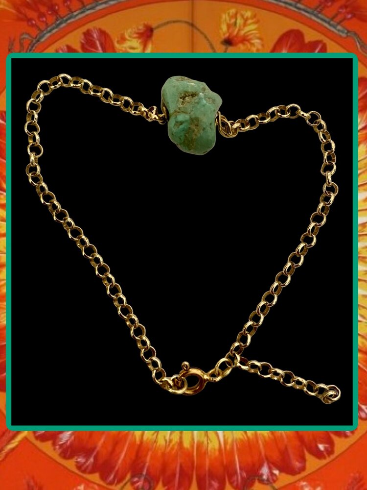 Jasseron bracelet rough turquoise 14 crt