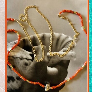 Indian bead gourmet coral necklace