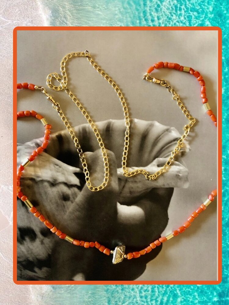 Indian bead gourmet coral necklace